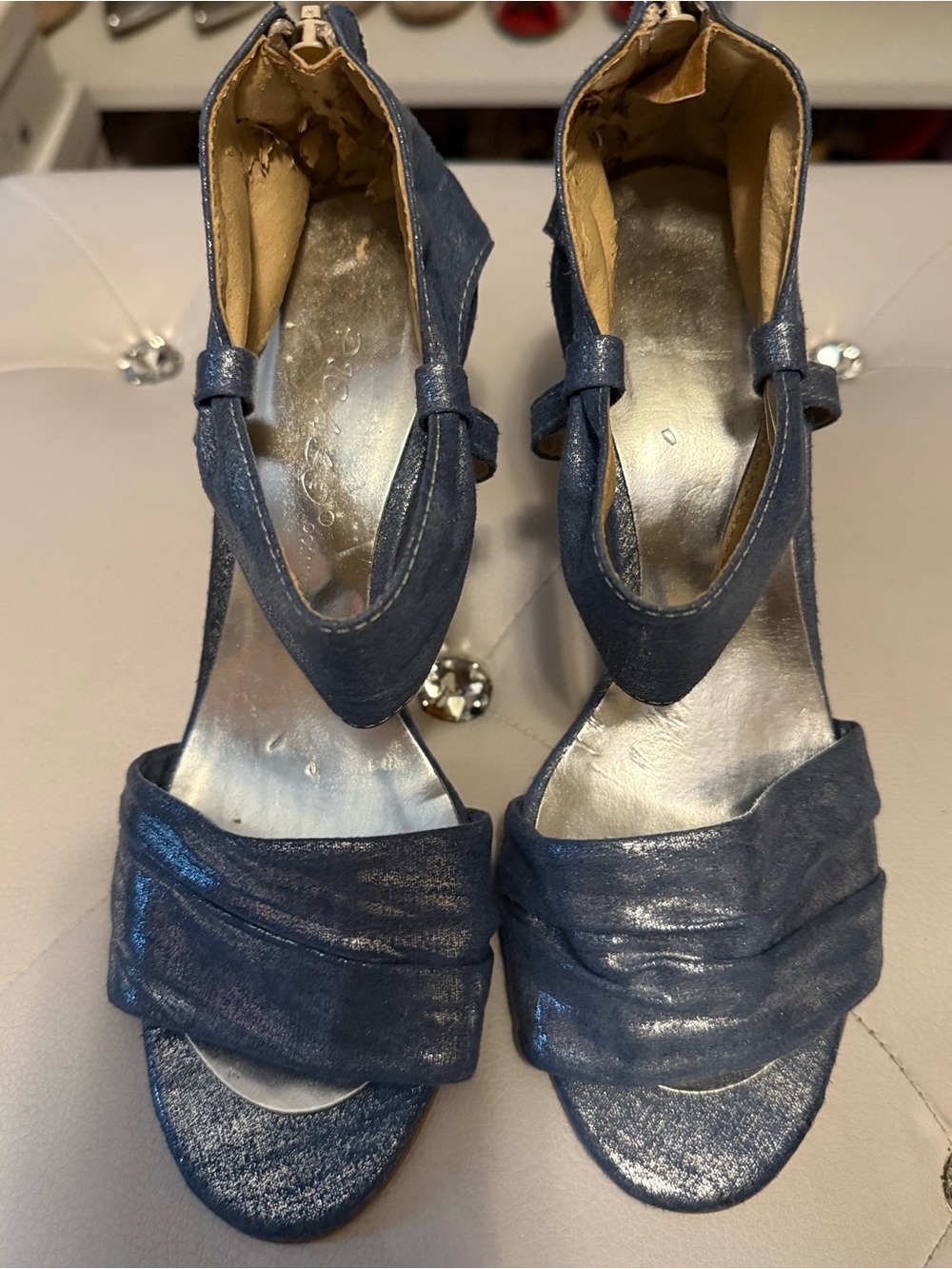 Picasso Collection Metallic Blue Dress Sandals